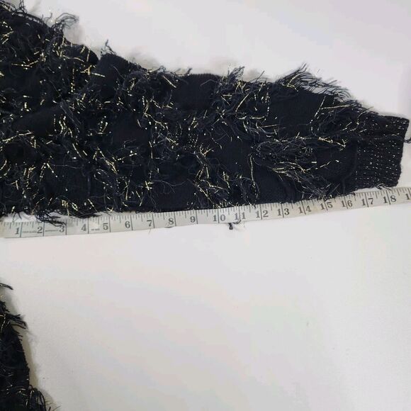 *READ VTG Just For Women Fuzzy Tinsel Gold Black Knit Sweater Metallic 80s 90s - Picture 9 of 9